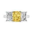 thumbnail image 1 of Clara Pucci 14K White Gold 4ct Yellow Three-Stone Ring for Women, 1 of 8