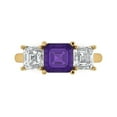 thumbnail image 1 of Three-Stone Engagement Ring for Women - 4ct Natural Amethyst in 14K Yellow Gold Promise Ring, 1 of 6