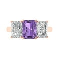 thumbnail image 1 of Three-Stone Engagement Ring for Women - 4ct Simulated Alexandrite in 14K Rose Gold Promise Ring, 1 of 6