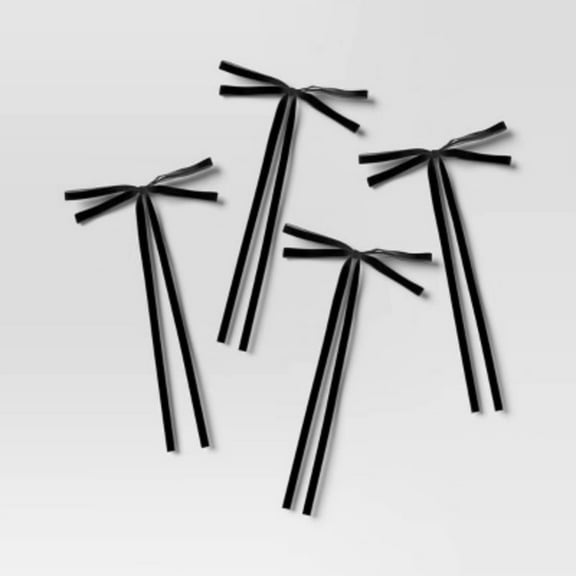 4ct Faux Velvet Fabric Christmas Decorative Bow