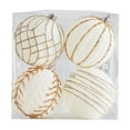 thumbnail image 1 of 4ct Flocked Velvet Christmas Ornaments - Cream White Xmas Tree Ball Decorations, Luxe Hanging Orbs for Holiday, Wedding & Party Decor, 1 of 7