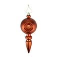 thumbnail image 1 of 4ct Matte Orange Retro Reflector Shatterproof Christmas Finial Ornaments 7.5", 1 of 9