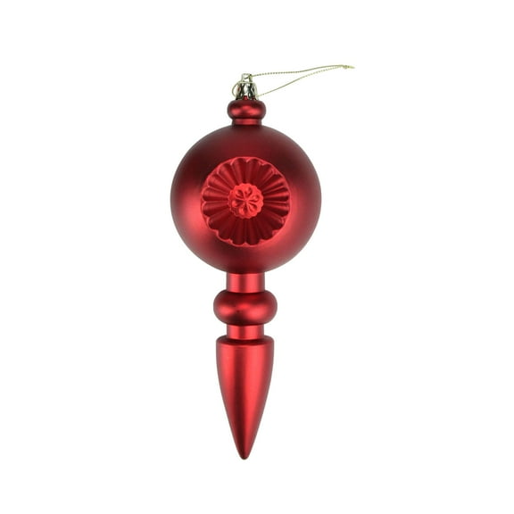 DAK 4ct Matte Red Hot Retro Reflector Shatterproof Christmas Finial Ornaments 7.5"