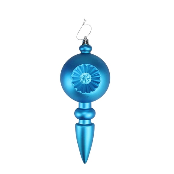 DAK 4ct Turquoise Blue Shatterproof Matte Retro Reflector Christmas Finial Ornaments 7.5"