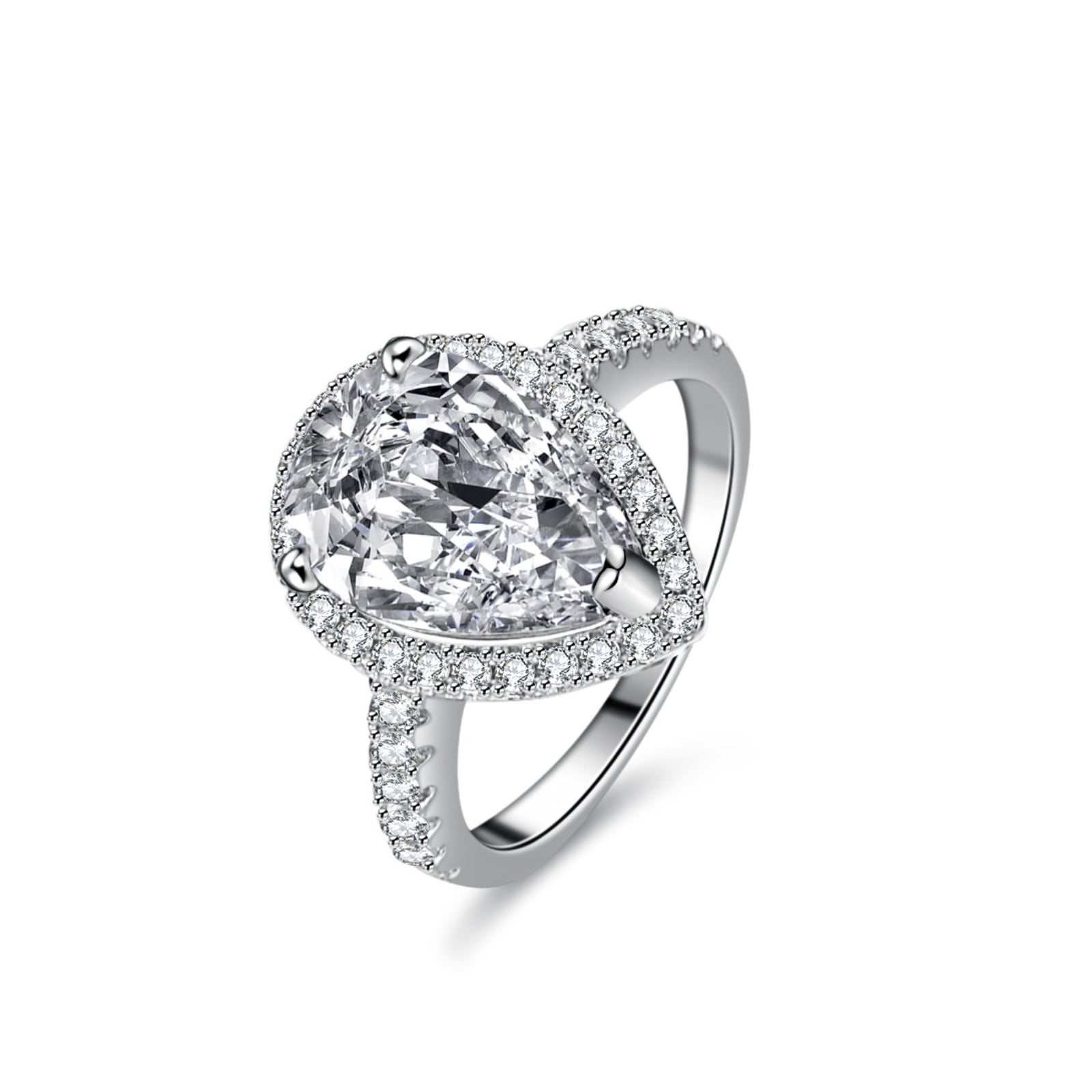 4ct Moissanite Rings Pear Cut D Color VVS1 Clarity S925 Sterling Silver Diamond Rings for Women Moissanite Engagement Rings with Certificate