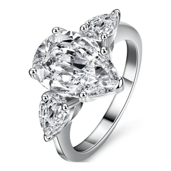 4ct Moissanite Wedding Bands Pear Cut D Color VVS1 Clarity S925 Sterling Silver Women Diamond Rings Moissanite Rings for Women with Certificate