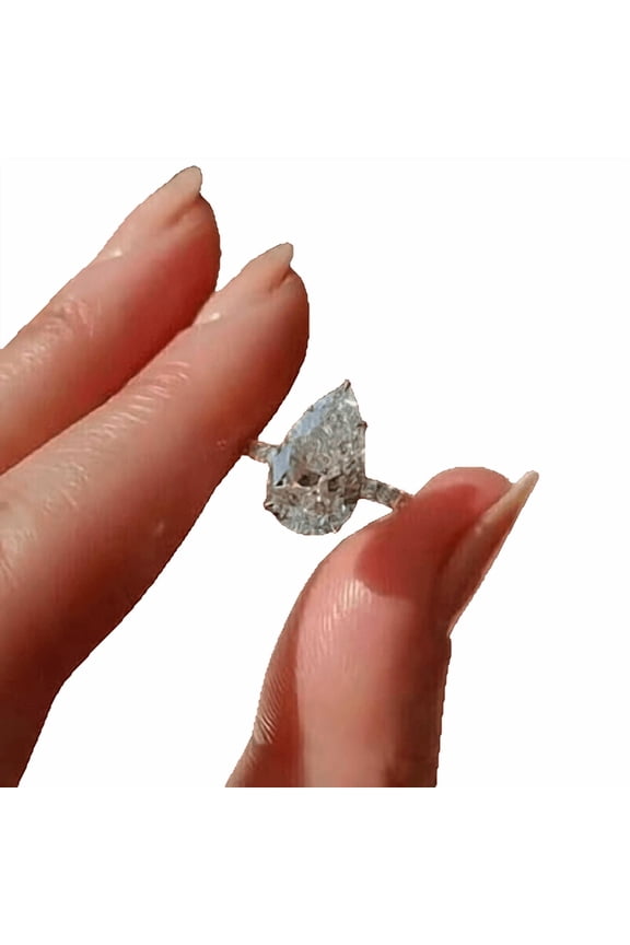Pear Cut D Lab Created Diamond Engagement Rings 4 ct. t.w. 925 Sterling, White Gold-Plated