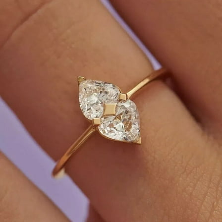 Women's Engagement Ring 2Ct Heart Cut Diamond 14K Yellow Gold Plated Silver 925