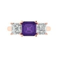 thumbnail image 1 of Three-Stone Engagement Ring for Women - 4ct Natural Amethyst in 18K Rose Gold Promise Ring, 1 of 6