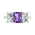 thumbnail image 1 of Clara Pucci 14K White Gold Solid Gold Alexandrite Three-Stone Anniversary Ring for Women - 4 cttw Emerald Cut, 1 of 8