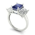thumbnail image 1 of 4ct emerald cut blue tanzanite 18k white gold 3 stone Bridal Wedding Engagement Promise Anniversary Ring for Women size 5.75, 1 of 7