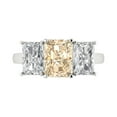thumbnail image 1 of Clara Pucci 14K White Gold Solid Gold Morganite Three-Stone Anniversary Ring for Women - 4 cttw Emerald Cut, 1 of 8
