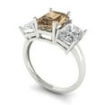thumbnail image 1 of 4ct emerald cut champagne Zircon 14k white gold 3 stone Bridal Wedding Engagement Promise Anniversary Ring for Women size 5.75, 1 of 7