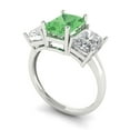 thumbnail image 1 of 4ct emerald cut green Zircon 18k white gold 3 stone Bridal Wedding Engagement Promise Anniversary Ring for Women size 8.75, 1 of 7