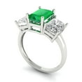 thumbnail image 1 of 4ct emerald cut green emerald 18k white gold 3 stone Bridal Wedding Engagement Promise Anniversary Ring for Women size 4.75, 1 of 7