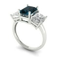 thumbnail image 1 of 4ct emerald cut natural london blue topaz 18k white gold 3 stone Bridal Wedding Engagement Promise Anniversary Ring for Women size 5.75, 1 of 7