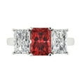 thumbnail image 1 of 4ct emerald cut red natural garnet 14k white gold 3 stoneBridal Wedding Engagement Promise Anniversary Ring for Women size 11, 1 of 8
