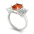 thumbnail image 1 of 4ct emerald cut red Zircon 14k white gold 3 stone Bridal Wedding Engagement Promise Anniversary Ring for Women size 7.25, 1 of 7