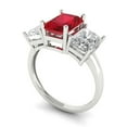 thumbnail image 1 of 4ct emerald cut red ruby 14k white gold 3 stone Bridal Wedding Engagement Promise Anniversary Ring for Women size 5.25, 1 of 7