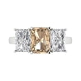 thumbnail image 1 of Clara Pucci 14K White Gold Solid Gold YellowMoissanite Three-Stone Anniversary Ring for Women - 4 cttw Emerald Cut, 1 of 8