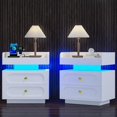 thumbnail image 1 of 4ever2buy Led Nightstand Set of 2 with Charging Station, Modern Night Stand Set 2 with LED Light, Bedside Tables with 2 Drawers, End Table for Bedroom，White, 1 of 8