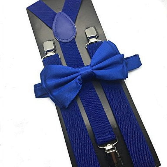 4everStore Unisex Bow Tie & Suspender Sets, Royal Blue