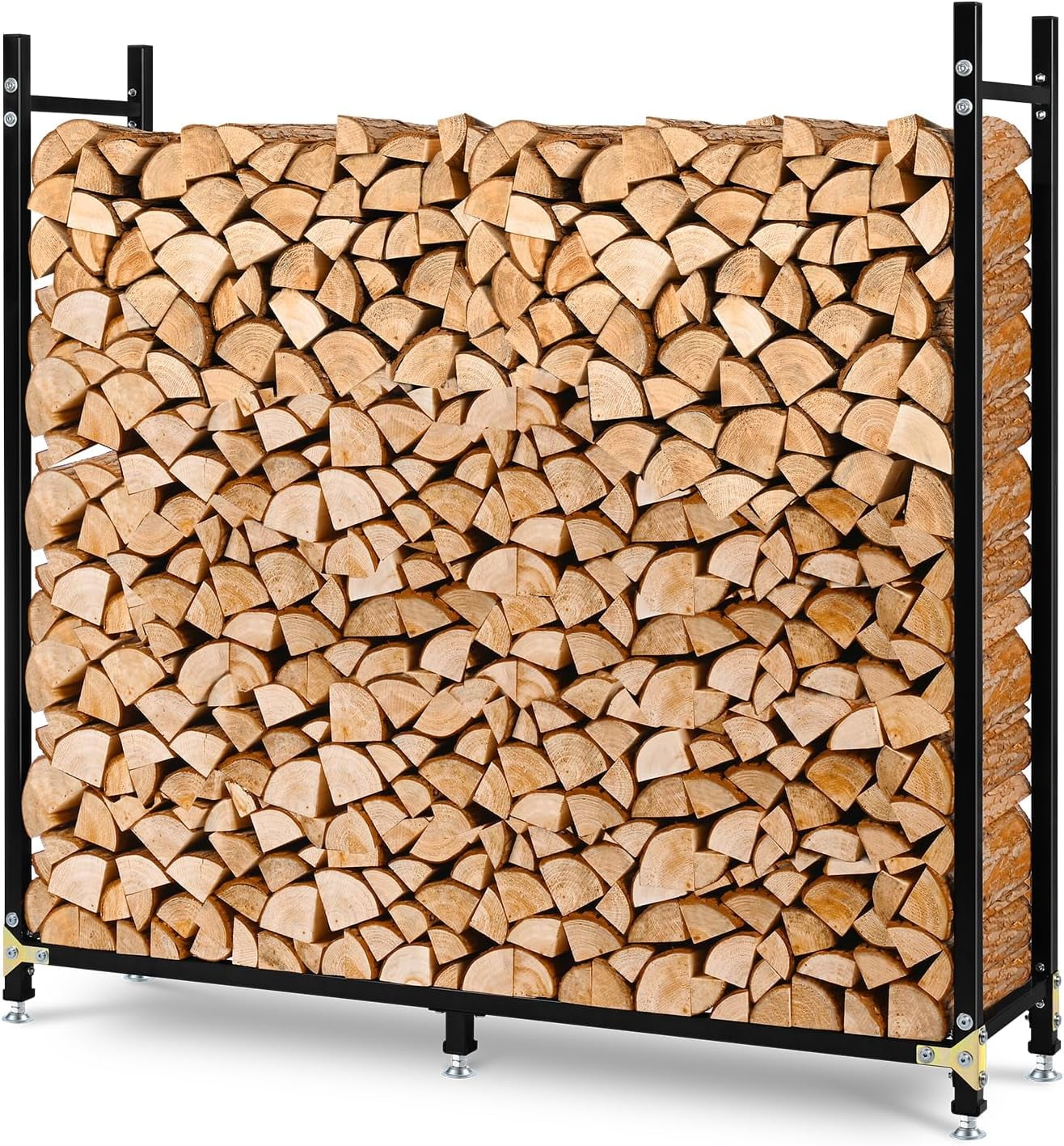 4ft 1/4 Cord Firewood Rack Outdoor, Modern Wood Racks with Rust-Proof L ...