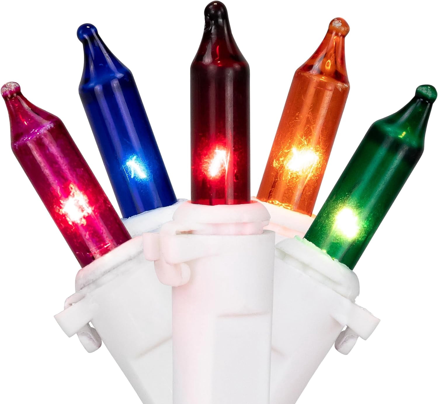 Multi String Lights 4ft 20 Count Multi-Color Mini Incandescent Christmas Lights, White Wire ...
