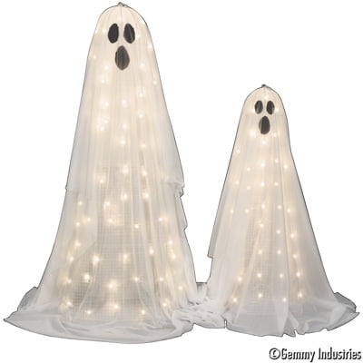 4ft&3ft Halloween Lighted Yard Decor-Wire Mesh Ghost (Classic White)