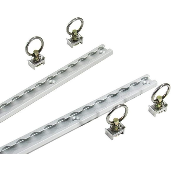 4ft Aluminum L Track Tie Down Rails - Set of 2 Adjustable S Track Anchor for Flatbed, Truck, Cargo, Van, Enclosed Trailer - Automotive Accessories - Snowmobile, Toy Hauler, 5th Wheel Silver