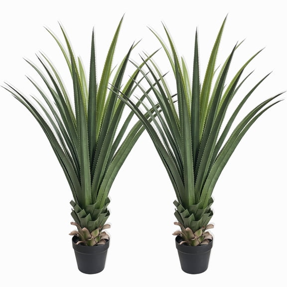 4ft Artificial Agave Plants (2 Pack) - UV Resistant Fake Succulents for Indoor & Outdoor Modern Minimalist Decor