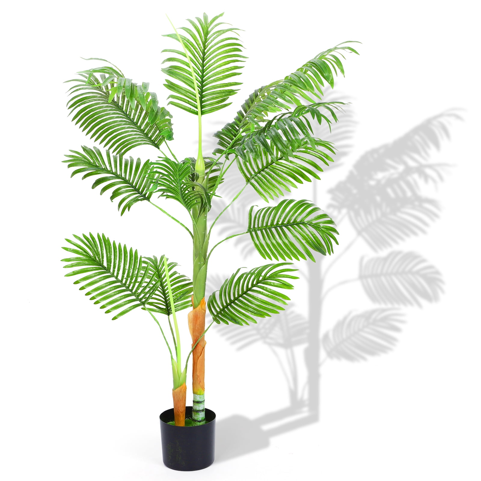 4ft Artificial Areca Palm Tree, Fake Tropical Palm Plant with 10 Trunks, Faux Greenery in Pot for Home Office Living Room Indoor Decor