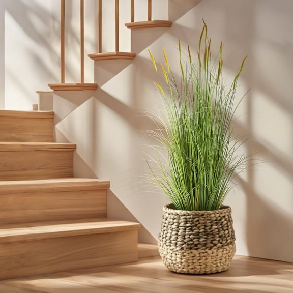 4ft Artificial Cattail Grass, 47.2in Artificial Indoor Outdoor Fake Onion Plant, Home Office Decor Floor Plants & Flowers in Pot Faux Plant Greenery, Housewarming Gift Reed Grass, Green