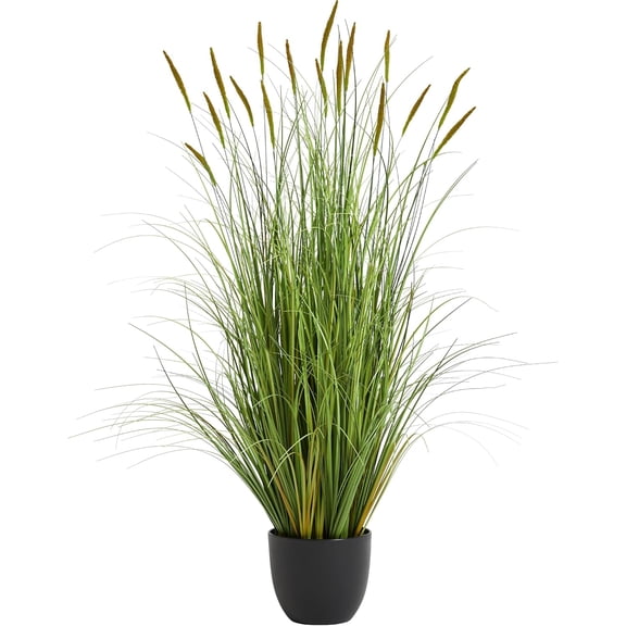 4ft Artificial Cattail Grass with Onion Grass in Pot for Indoor Outdoor Decor