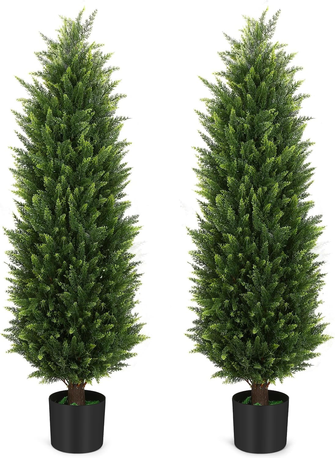 4ft Green Plastic Boxwood Topiary Trees in Black Pots