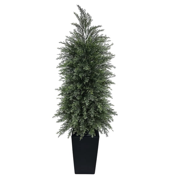 4ft Artificial Cypress Tree with Pot, Lush Faux Evergreen Plant for Home Decor