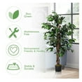 thumbnail image 1 of 4ft Artificial Ficus Tree - Indoor Outdoor Silk Ficus Plant - 504 Leaves - Realistic Home & Office Decor - Green Polyester Tree with Cement Base, 1 of 9