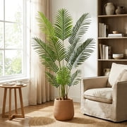 4ft Artificial Palm Plants, 4ft Palm Tree, Pre Potted Faux Greenry Tree for Home Decor Office House Living Room Indoor Outdoor, Big Plants House Plants