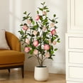 thumbnail image 1 of 4ft Artificial Pink Camellia Tree with 9 inch White Planter, Tall Fake Camellia Trees with Pink Flowers, Faux Camellia Silk Plants for Indoor, Large Plants for Home Decor, 1 of 8