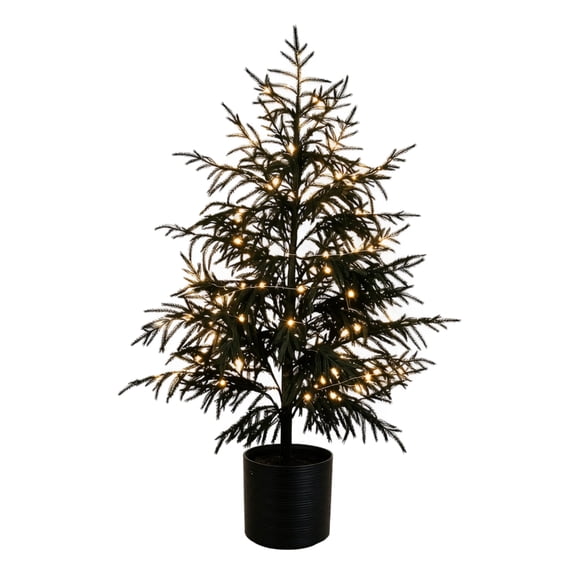 4ft Artificial Real Touch Black Norfolk Pine Christmas Tree, Artificial Christmas Tree, Faux Holiday Tree with Pot, Realistic Indoor Outdoor Decoration for Entryway, Living Room, Easy Assembly