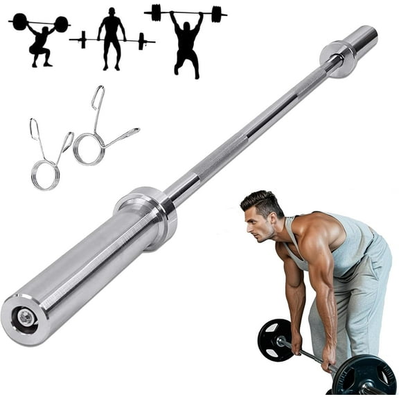 4ft Barbell Bar - Heavy Duty Straight Weight Lifting Bar with 2 Spring Collars, 176 LBS Capacity & 360 Rotating Sleeves for 2-Inch Plates | Home Gym Strength Training Equipment