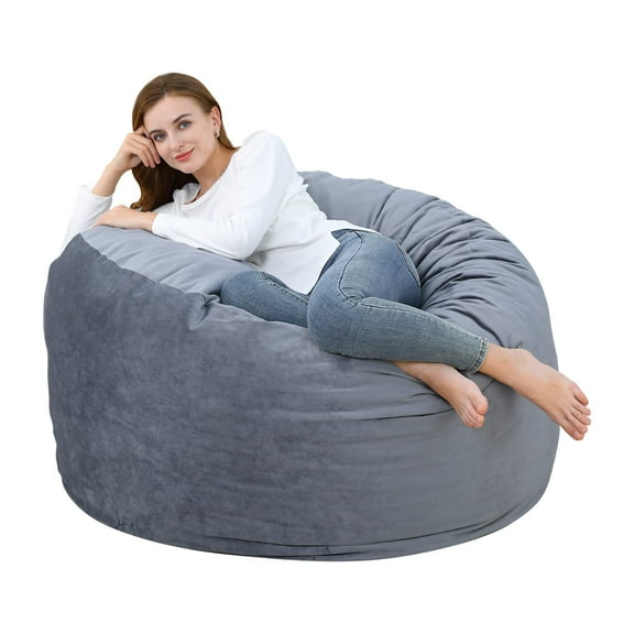 4ft Bean Bag Chair for Adults,Memory Foam Sofa with Washable Faux Suede Cover