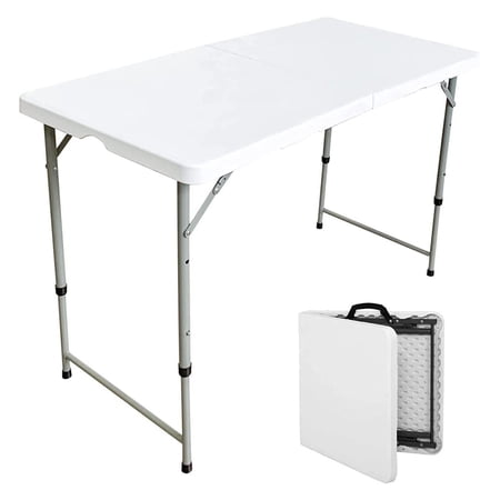 Bi-Fold Folding Table - Portable Plastic Indoor/Outdoor Picnic Party Dining & Camp Tables (4ft, 6ft, 8ft)