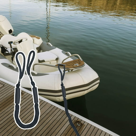 4ft Bungee Cord Rope Dock Lines for Boat with Stainless Steel Hook,Stretches Shock Absorbs Marine Mooring Rope,Absorbs Shock to Anchors and Docks,Ideal Boat Ropes for Kayak,Jet Ski & Pontoon