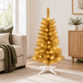 4ft Champagne Artificial Mini Tabletop Christmas Tree for Holiday Decor ...