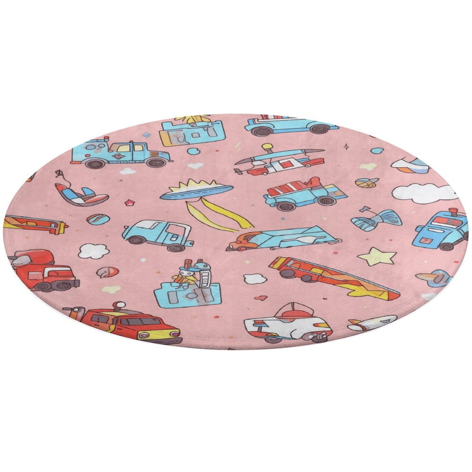 4ft Rug for Kids Room Playroom Nursery Bedroom Fire Engine Car Truck ...