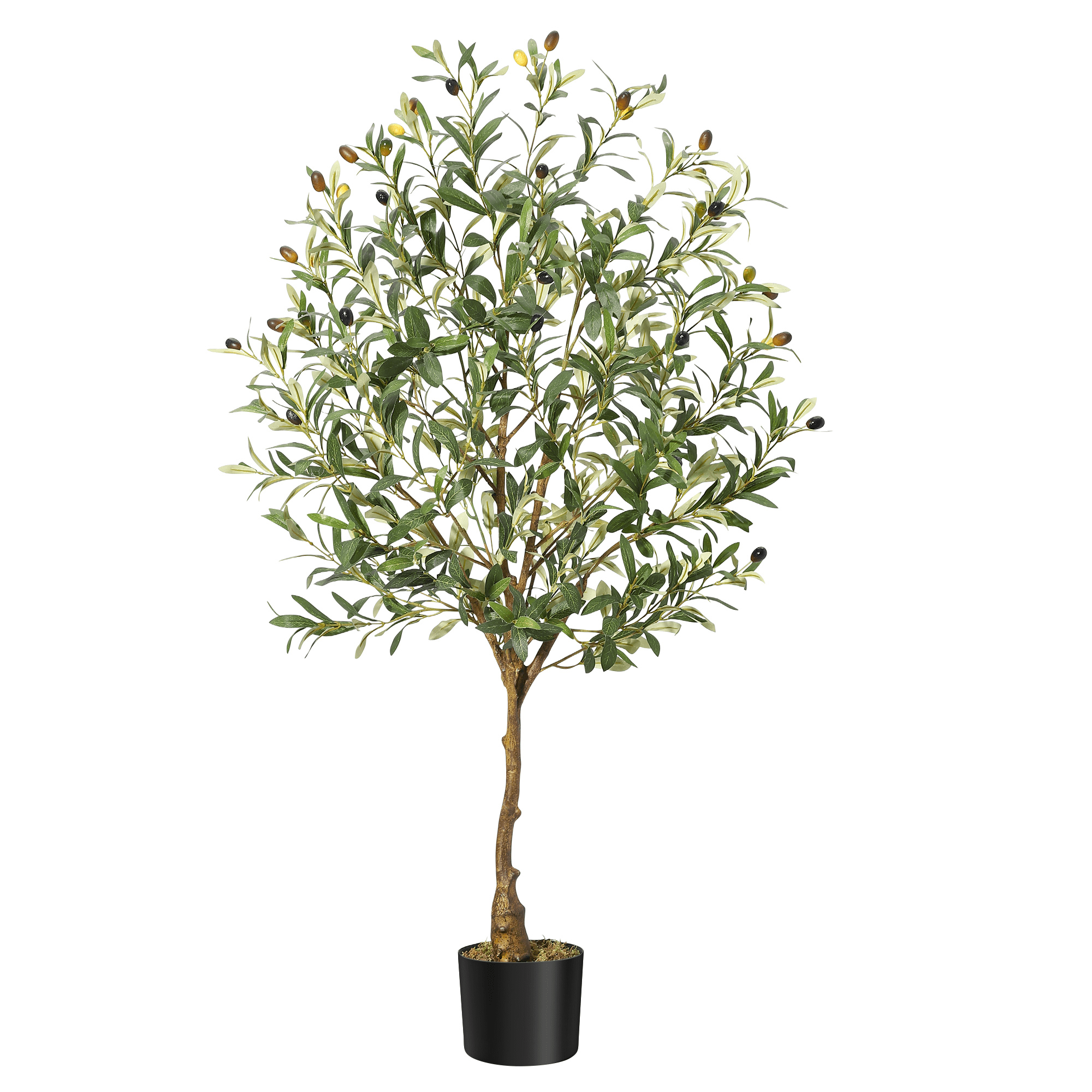 4ft Faux Olive Tree, Lifelike Artificial Indoor Plant with Moss Pot ...