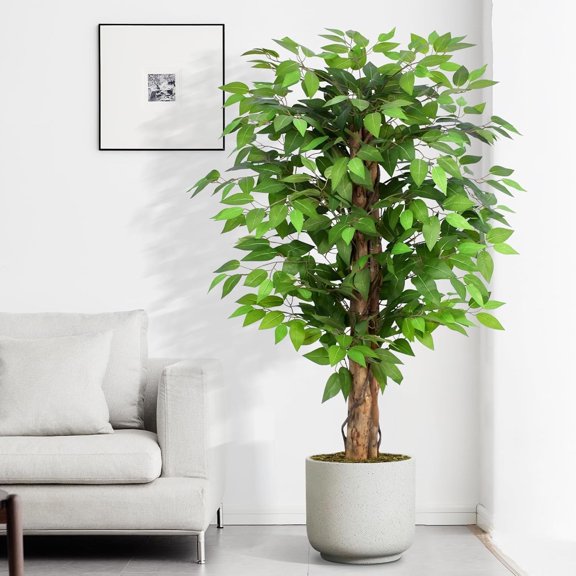 4FT Artificial Ficus Tree – Realistic Faux Ficus Tree & Large Fake Ficus Tree, Silk Artificial Plant for Home Office, Lifelike Fake Plant & Faux Plant for Indoor Outdoor Porch Garden Decor (120cm)