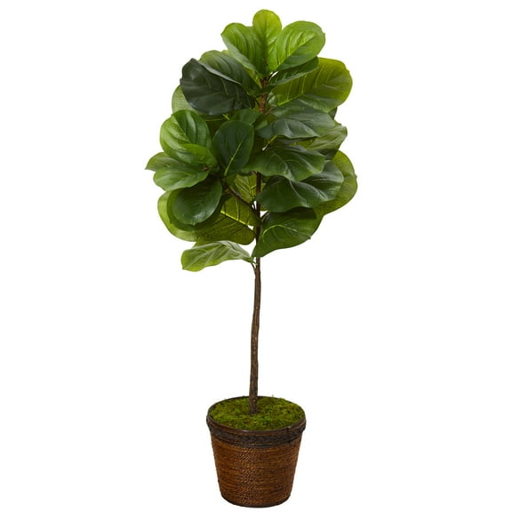 4ft. Fiddle Leaf Artificial Tree in Coiled Rope Planter (Real Touch)