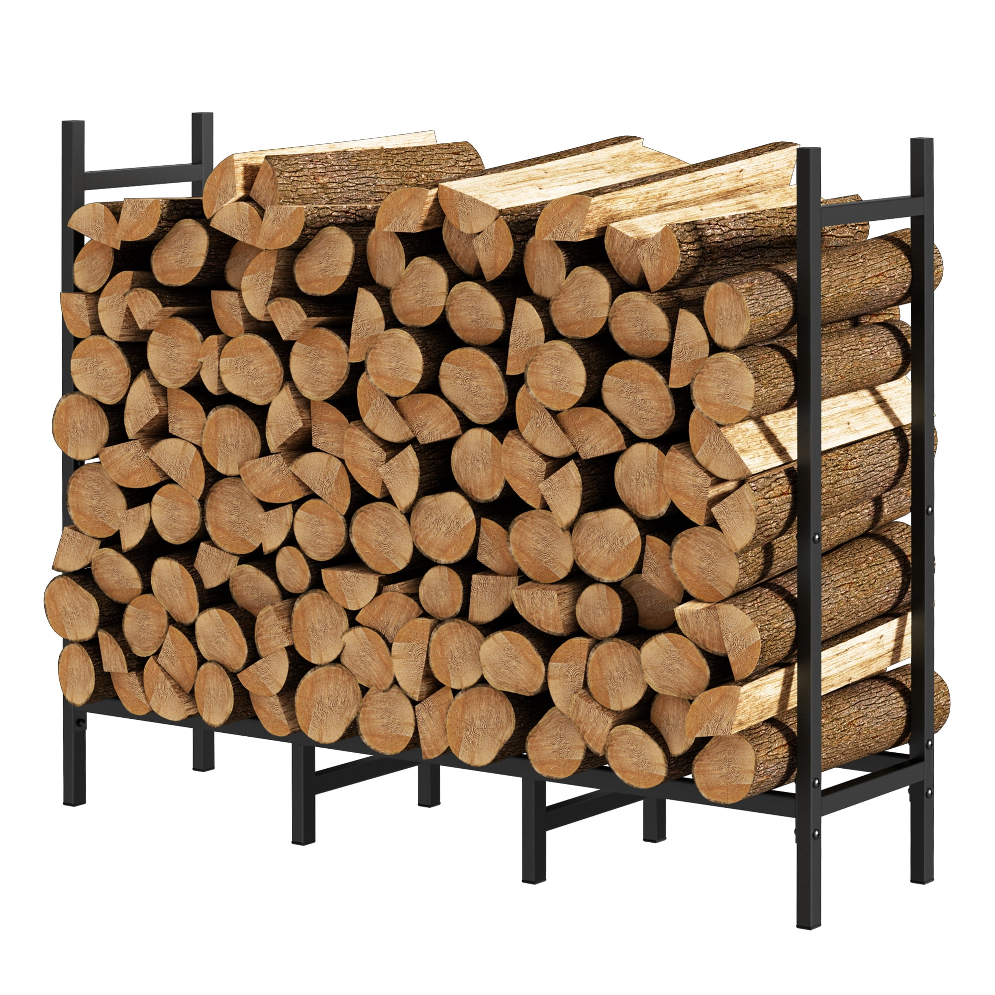 4ft Firewood Rack, Large Wood Log Indoor Fireplace Holder, Outdoor ...